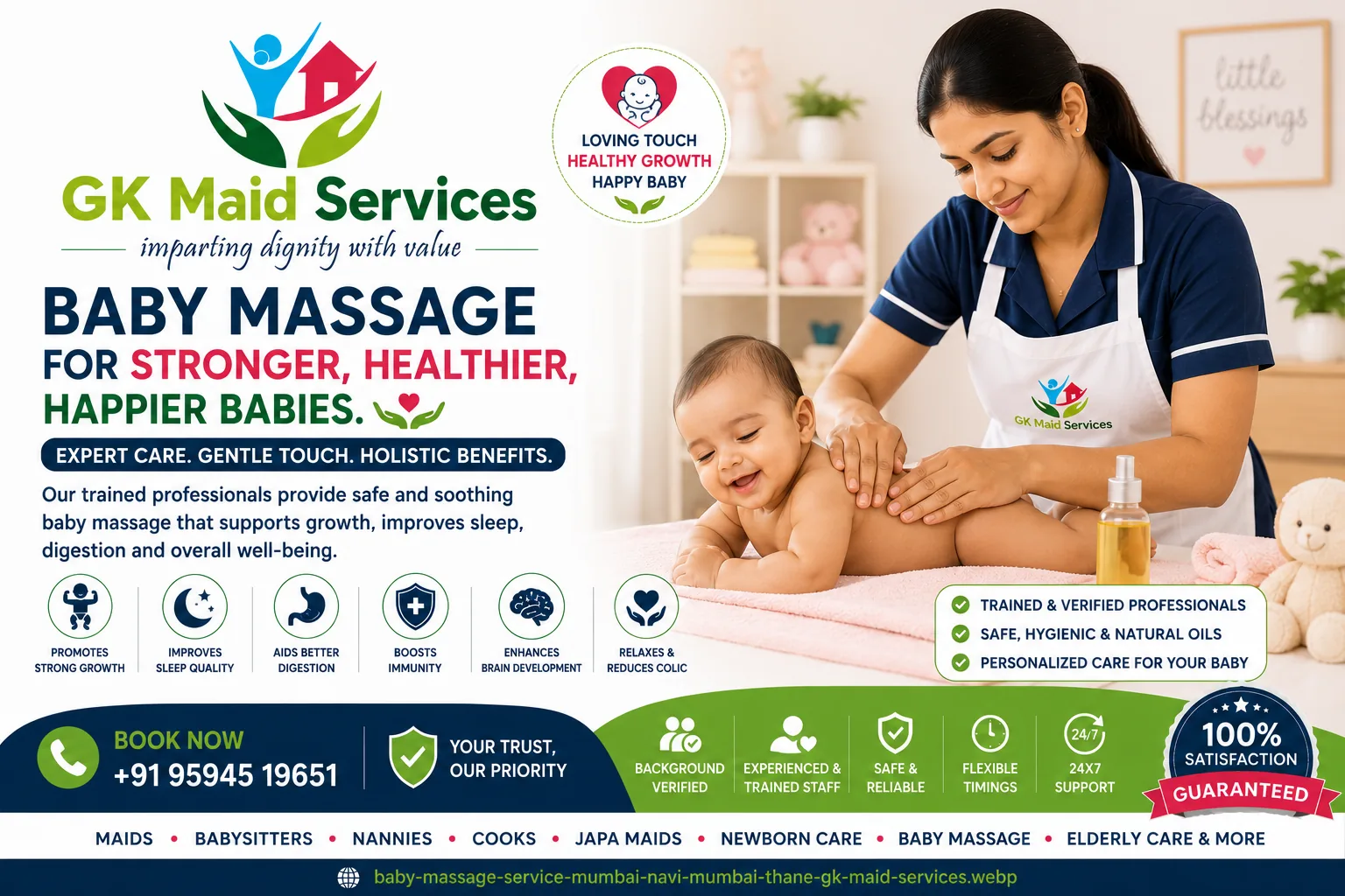 Best Baby Massage Agency to Book Baby Massage Services On GKMaidServices.com